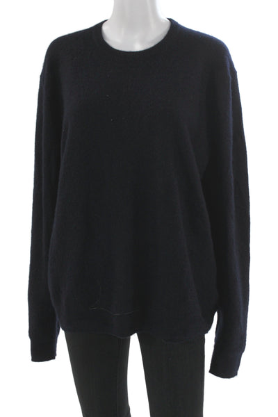 Vince Unisex Cashmere Pullover Sweater Dark Blue Crew Neck Long Sleeve Size M