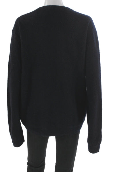 Vince Unisex Cashmere Pullover Sweater Dark Blue Crew Neck Long Sleeve Size M