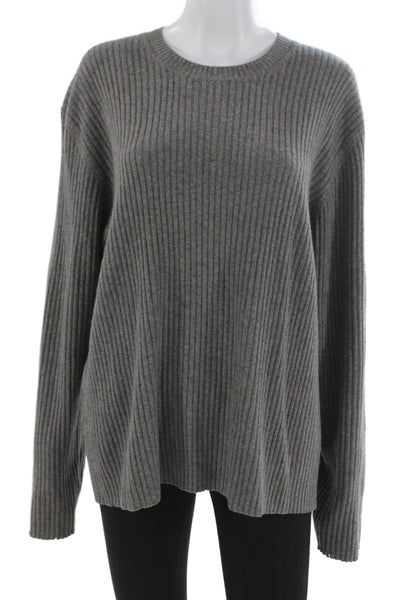 J Crew Unisex Pullover 100% Cashmere Gray Crew Neck Long Sleeve Size L