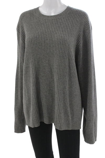J Crew Unisex Pullover 100% Cashmere Gray Crew Neck Long Sleeve Size L