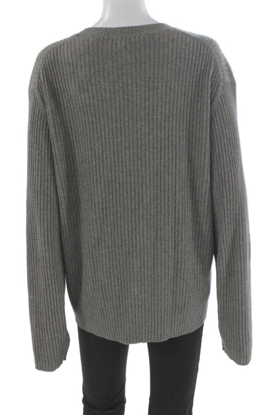 J Crew Unisex Pullover 100% Cashmere Gray Crew Neck Long Sleeve Size L