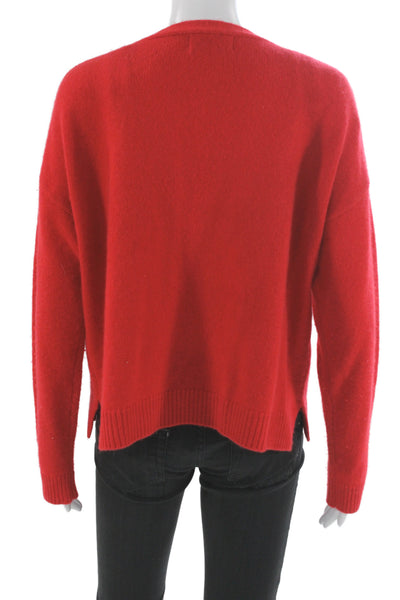 Kirna Zabete Unisex Red 100% Cashmere V Neck Button Cardigan Size L