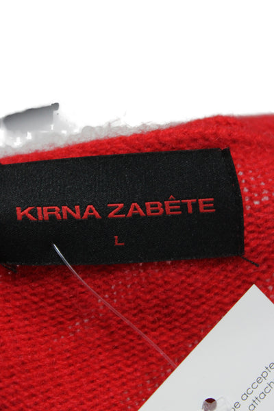 Kirna Zabete Unisex Red 100% Cashmere V Neck Button Cardigan Size L