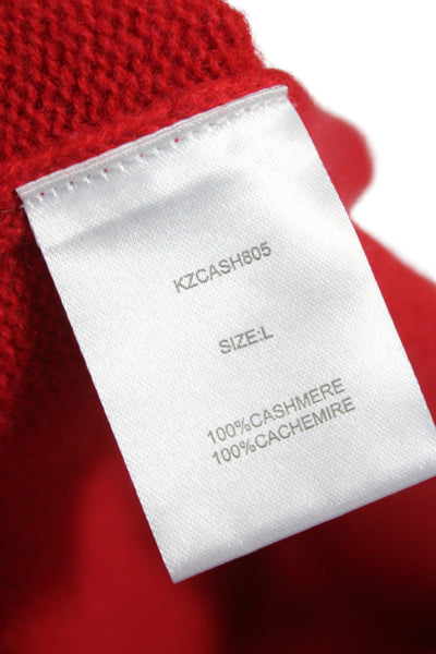 Kirna Zabete Unisex Red 100% Cashmere V Neck Button Cardigan Size L