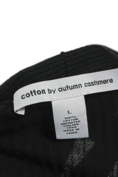 Cotton By Autumn Cashmere Womens Black 100% Cotton Cardigan Sweater Size L