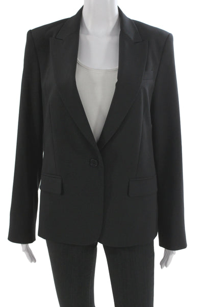 Theory Unisex Black Collared Buttoned Blazer Long Sleeve Wool Blend Size 12