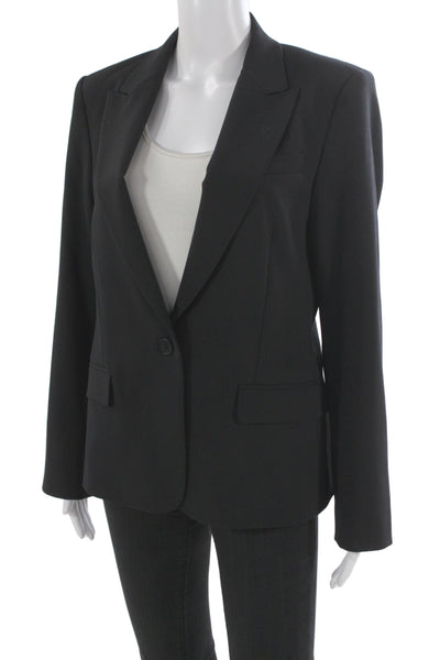 Theory Unisex Black Collared Buttoned Blazer Long Sleeve Wool Blend Size 12