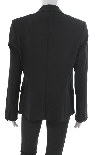 Theory Unisex Black Collared Buttoned Blazer Long Sleeve Wool Blend Size 12