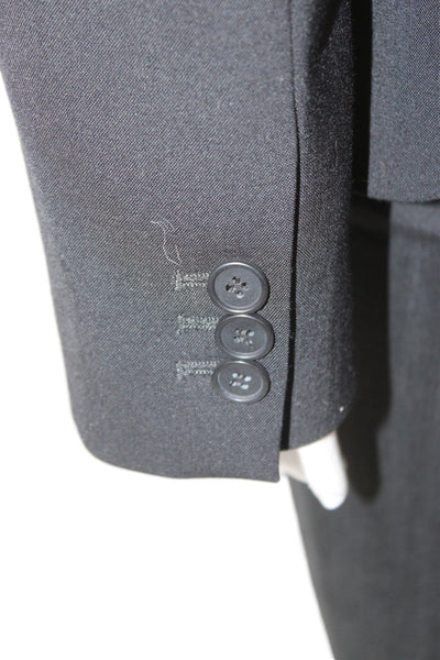 Theory Unisex Black Collared Buttoned Blazer Long Sleeve Wool Blend Size 12