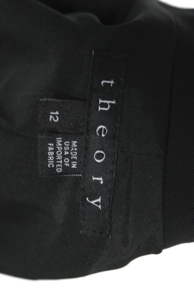 Theory Unisex Black Collared Buttoned Blazer Long Sleeve Wool Blend Size 12