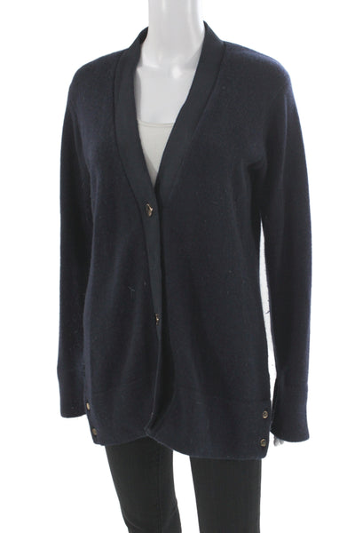 Claridge + King Unisex Navy Cashmere V Neck Button Cardigan Size M