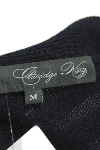 Claridge + King Unisex Navy Cashmere V Neck Button Cardigan Size M