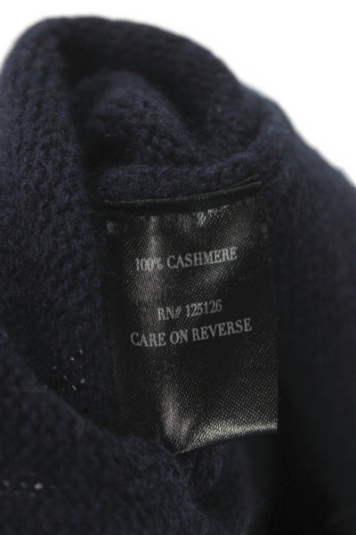Claridge + King Unisex Navy Cashmere V Neck Button Cardigan Size M