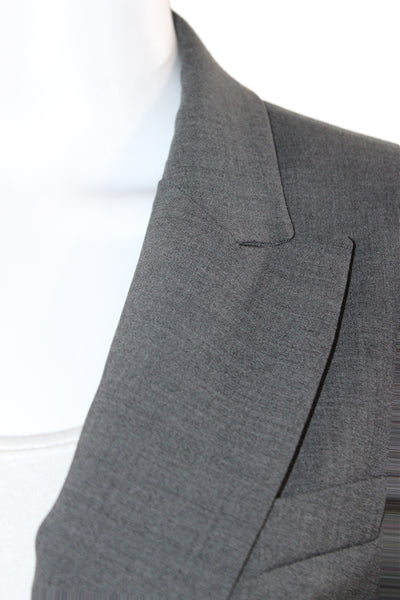 Theory Unisex Dark Gray Blazer Collared Button Long Sleeve Wool Blend Size 12