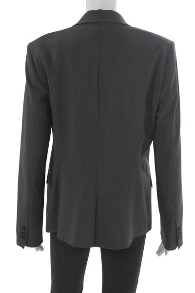 Theory Unisex Dark Gray Blazer Collared Button Long Sleeve Wool Blend Size 12