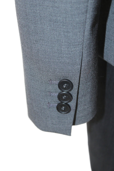 Theory Unisex Dark Gray Blazer Collared Button Long Sleeve Wool Blend Size 12