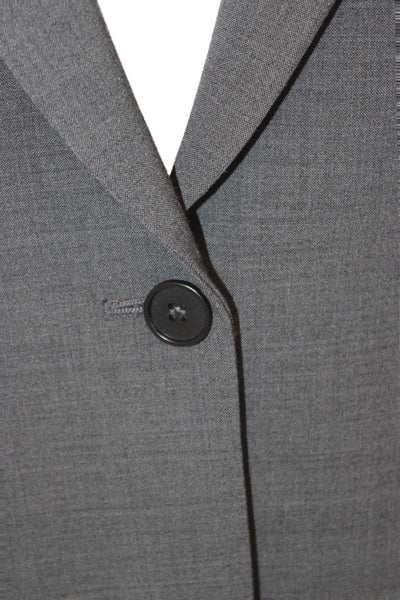 Theory Unisex Dark Gray Blazer Collared Button Long Sleeve Wool Blend Size 12