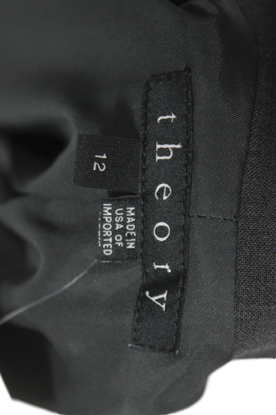 Theory Unisex Dark Gray Blazer Collared Button Long Sleeve Wool Blend Size 12