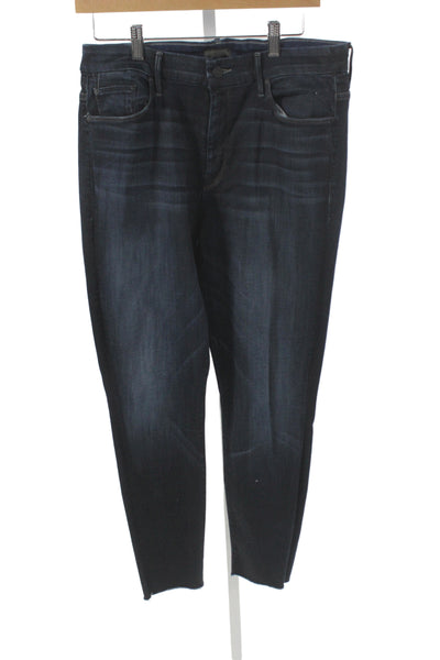 Mother Womens Skinny Cropped Ankle Jeans Dark Blue High Rise Size 32