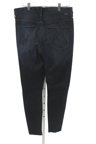 Mother Womens Skinny Cropped Ankle Jeans Dark Blue High Rise Size 32