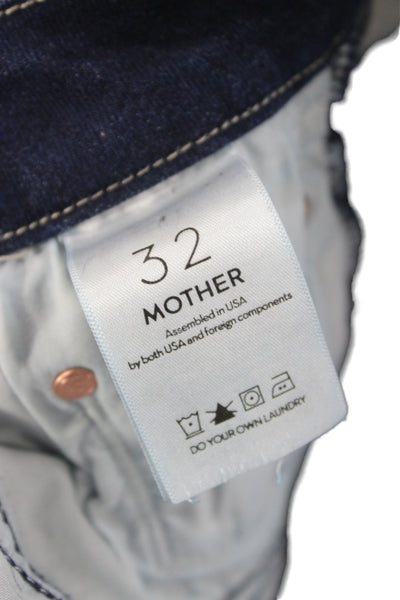 Mother Womens Skinny Cropped Ankle Jeans Dark Blue High Rise Size 32