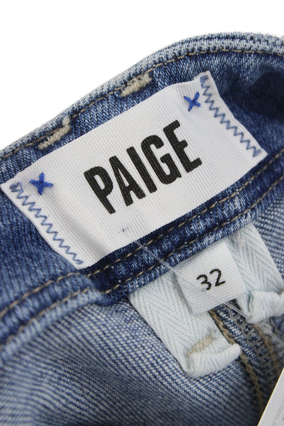 Paige Womens Cropped Wide Leg Jeans High Rise Blue Size 32