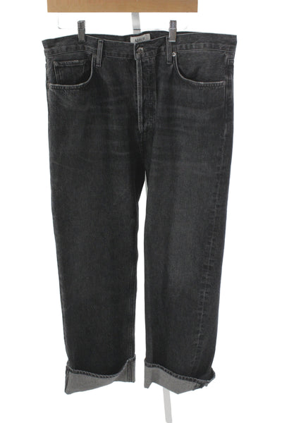 Agolde Unisex Cropped Straight High Rise Dark Gray Jeans Size 32
