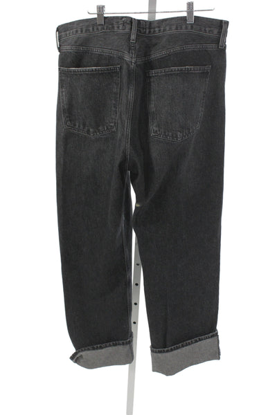 Agolde Unisex Cropped Straight High Rise Dark Gray Jeans Size 32