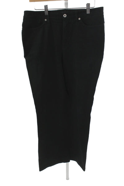 Cambio Womens Black Mid Rise Solid Cotton Pants Size 12