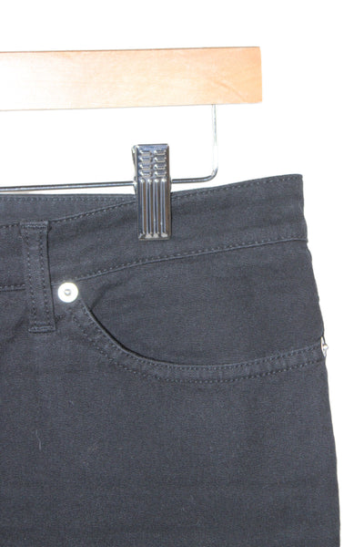 Cambio Womens Black Mid Rise Solid Cotton Pants Size 12
