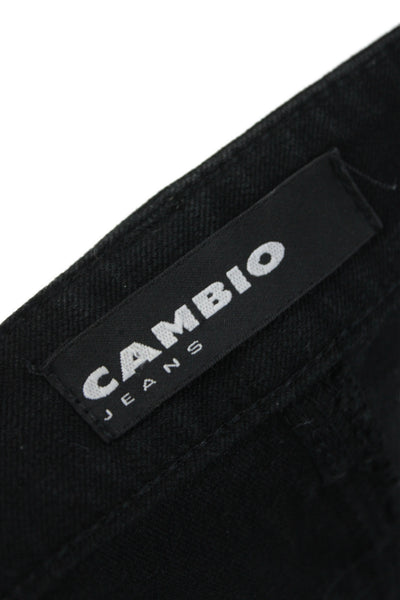 Cambio Womens Black Mid Rise Solid Cotton Pants Size 12