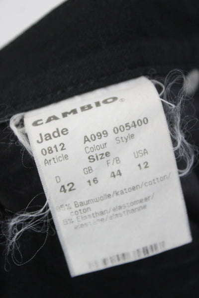 Cambio Womens Black Mid Rise Solid Cotton Pants Size 12