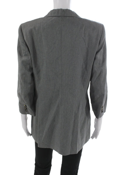 Escada Sport Womens Gray Wool Blazer Collared Button Long Sleeve Size 40
