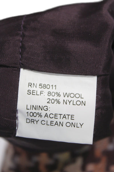 David Meister Women Brown Check Wool Blend Pencil Skirt Size 12