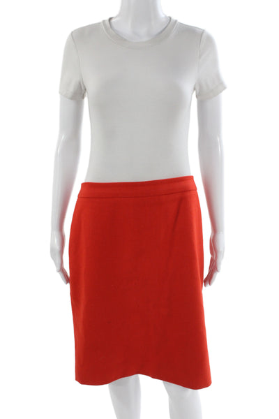 J Crew Women A-Line Skirt Red Wool Petite Knee-Length Size 14