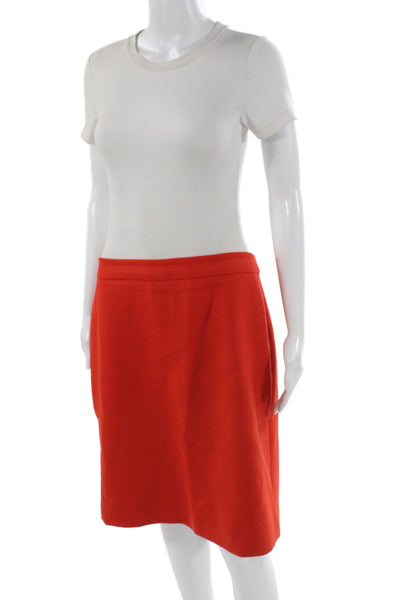 J Crew Women A-Line Skirt Red Wool Petite Knee-Length Size 14