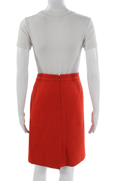 J Crew Women A-Line Skirt Red Wool Petite Knee-Length Size 14