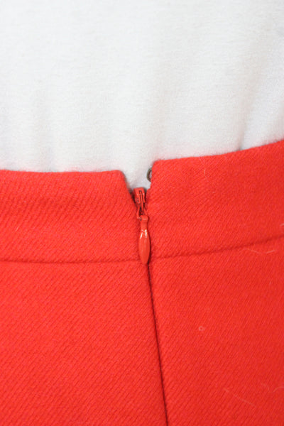J Crew Women A-Line Skirt Red Wool Petite Knee-Length Size 14