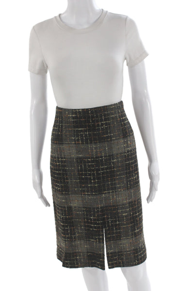 Jenne Maag Women Dark Gray Plaid Straight Pencil Skirt Short Size 10