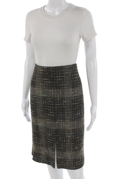 Jenne Maag Women Dark Gray Plaid Straight Pencil Skirt Short Size 10
