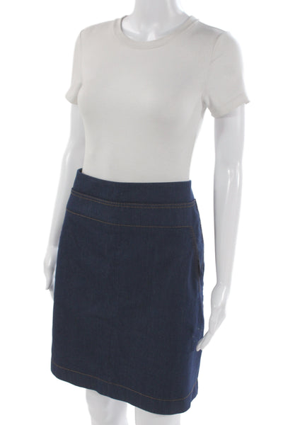 Akris Punto Womens Straight Pencil Skirt Dark Blue Size 14