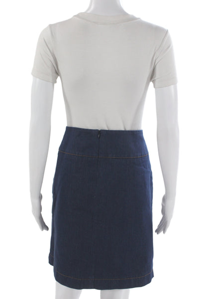 Akris Punto Womens Straight Pencil Skirt Dark Blue Size 14