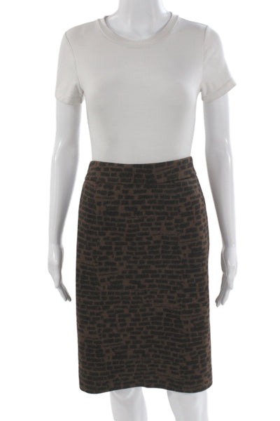 Akris Womens Straight Pencil Skirt Brown Cotton Blend Size 14