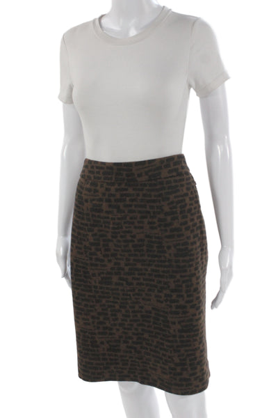Akris Womens Straight Pencil Skirt Brown Cotton Blend Size 14