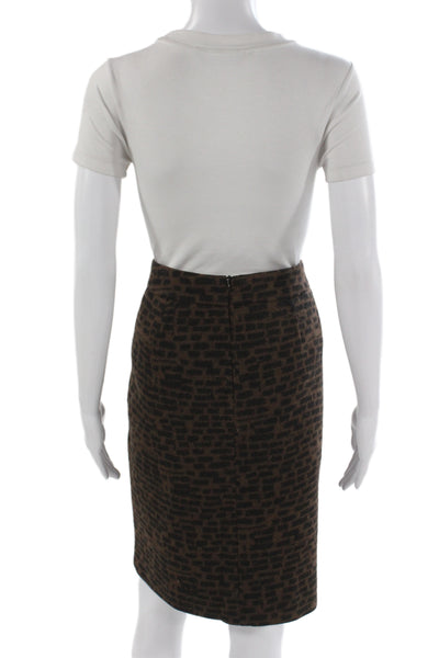 Akris Womens Straight Pencil Skirt Brown Cotton Blend Size 14