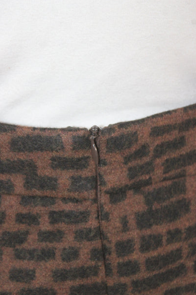 Akris Womens Straight Pencil Skirt Brown Cotton Blend Size 14