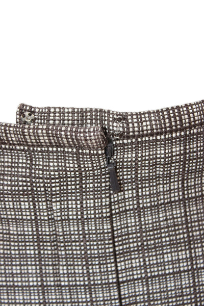 Etcetera Womens Brown Plaid Straight Pencil Wool Knee Length Skirt Size 12