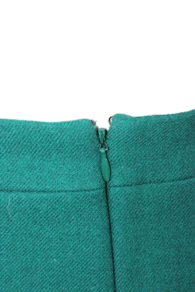 J Crew Womens Straight Pencil Skirt Green Cotton Wool Solid Size L