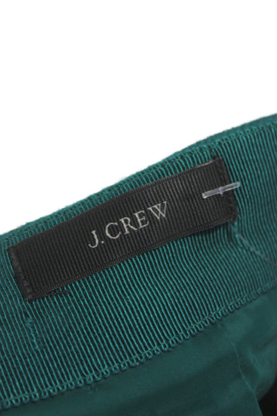 J Crew Womens Straight Pencil Skirt Green Cotton Wool Solid Size L