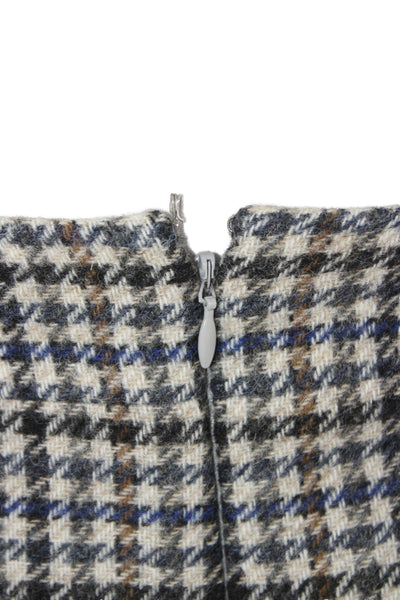 J Crew Womens Black Check Pencil Skirt Wool Blend Knee Length Size 14